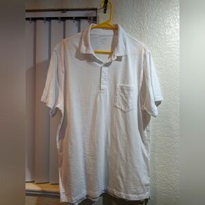 J Crew Mens Polo Shirt XL White Garment Dyed Fait Trade Certified